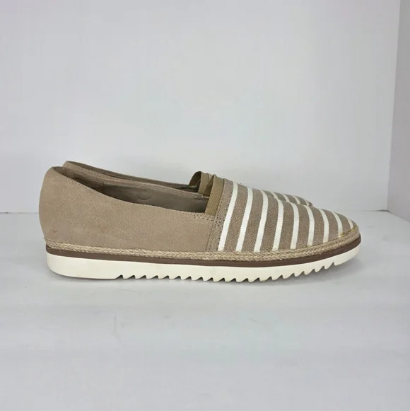 Clarks Serena Paige Womens Slip-Ons Loafers Beige Sand Suede Striped Size 11M - Picture 6 of 16